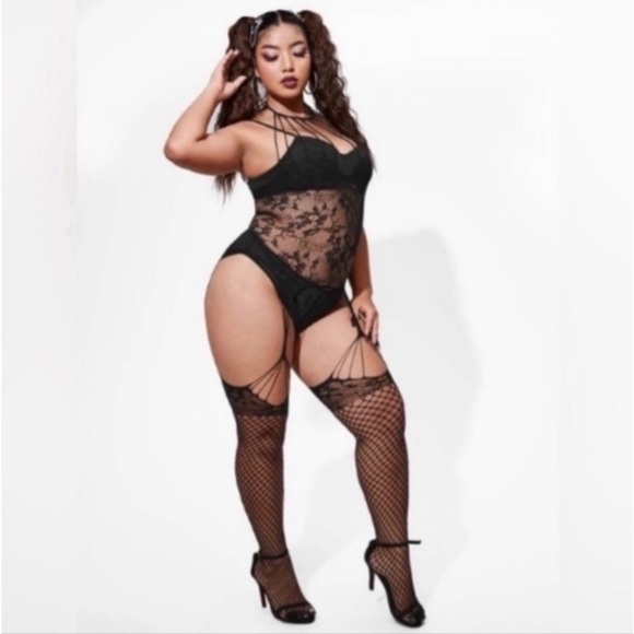 Plus Fishnet Bodystocking Lingerie - Picture 2 of 8